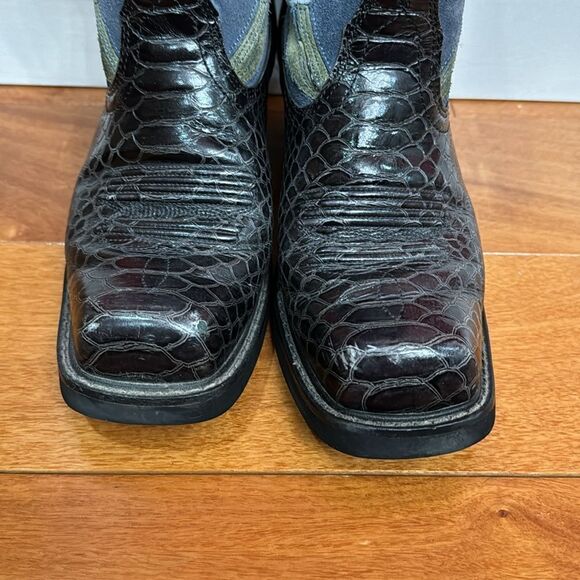 Ariat Womens Black Doll Baby Suede Floral Square Toe Cowgirl Boots Size 7.5 - Picture 2 of 11